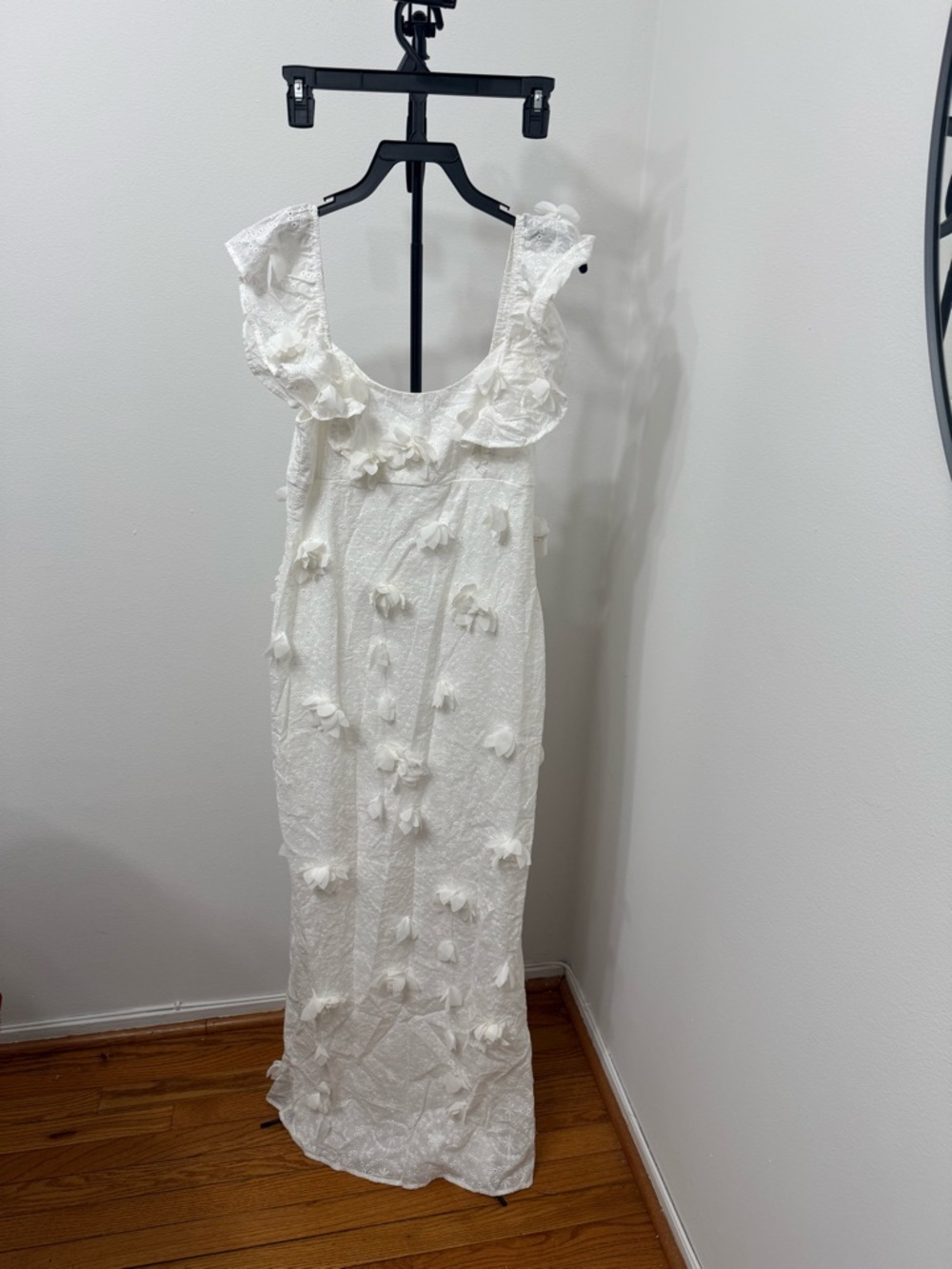 Altar'd State White Floral Appliqué Ruffled Sleeve Maxi Dress - Picture 6 of 8